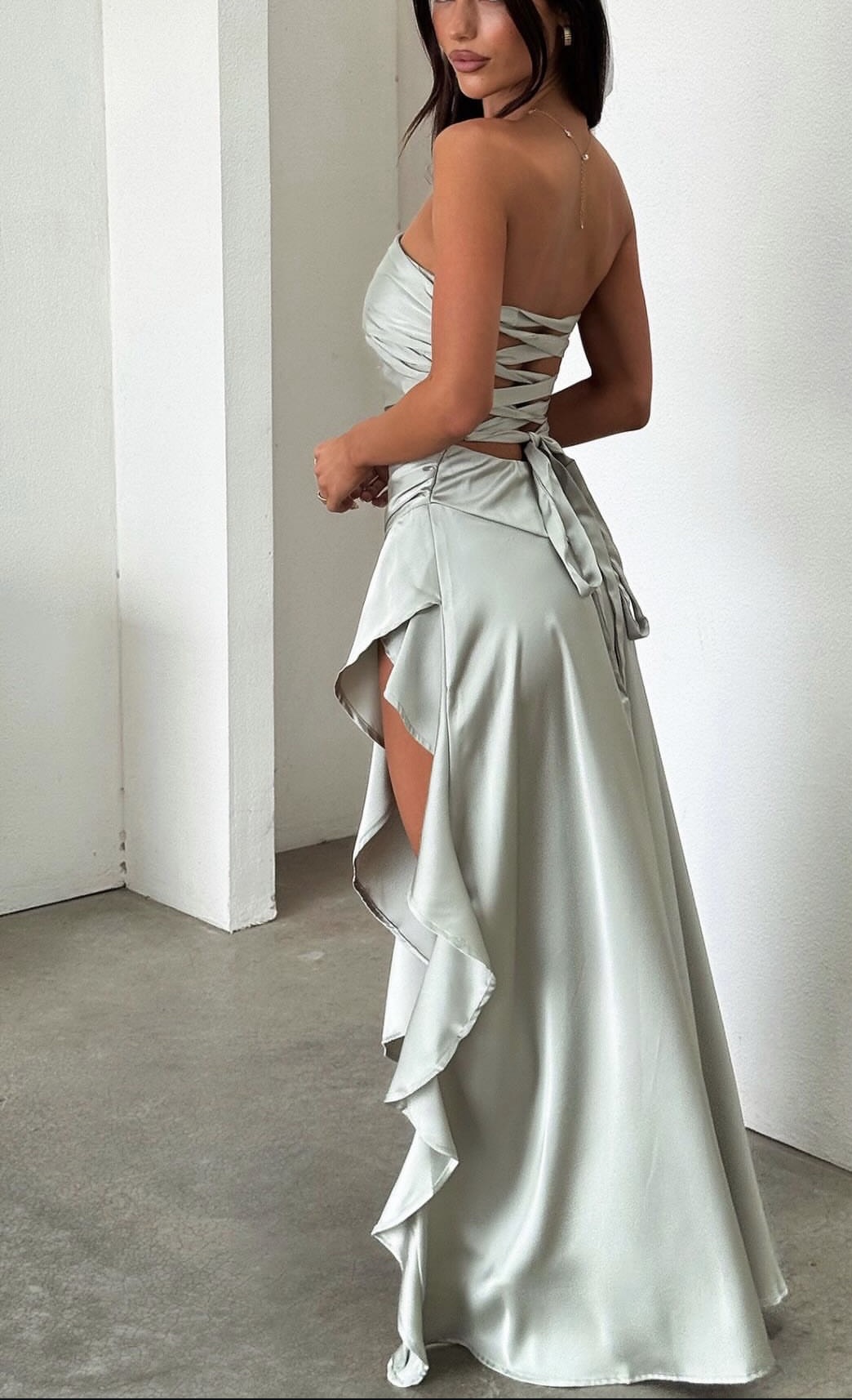 Carly Strapless Satin Maxi dress 2