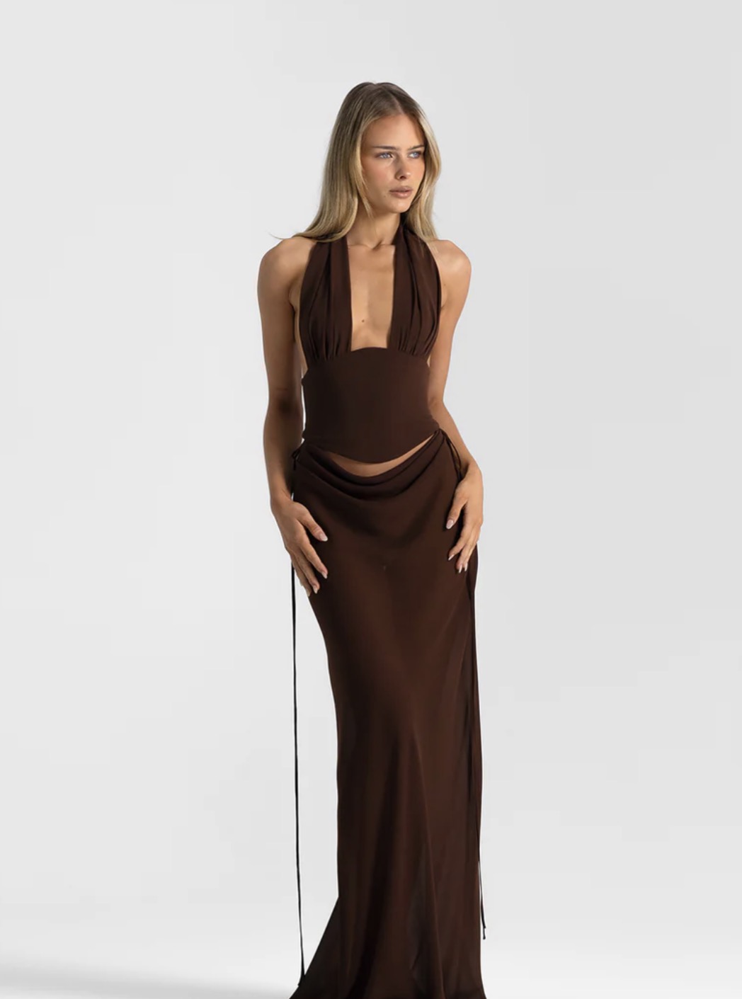 Natalie Rolt Bronte Top & Allira maxi Skirt set - Espresso 4