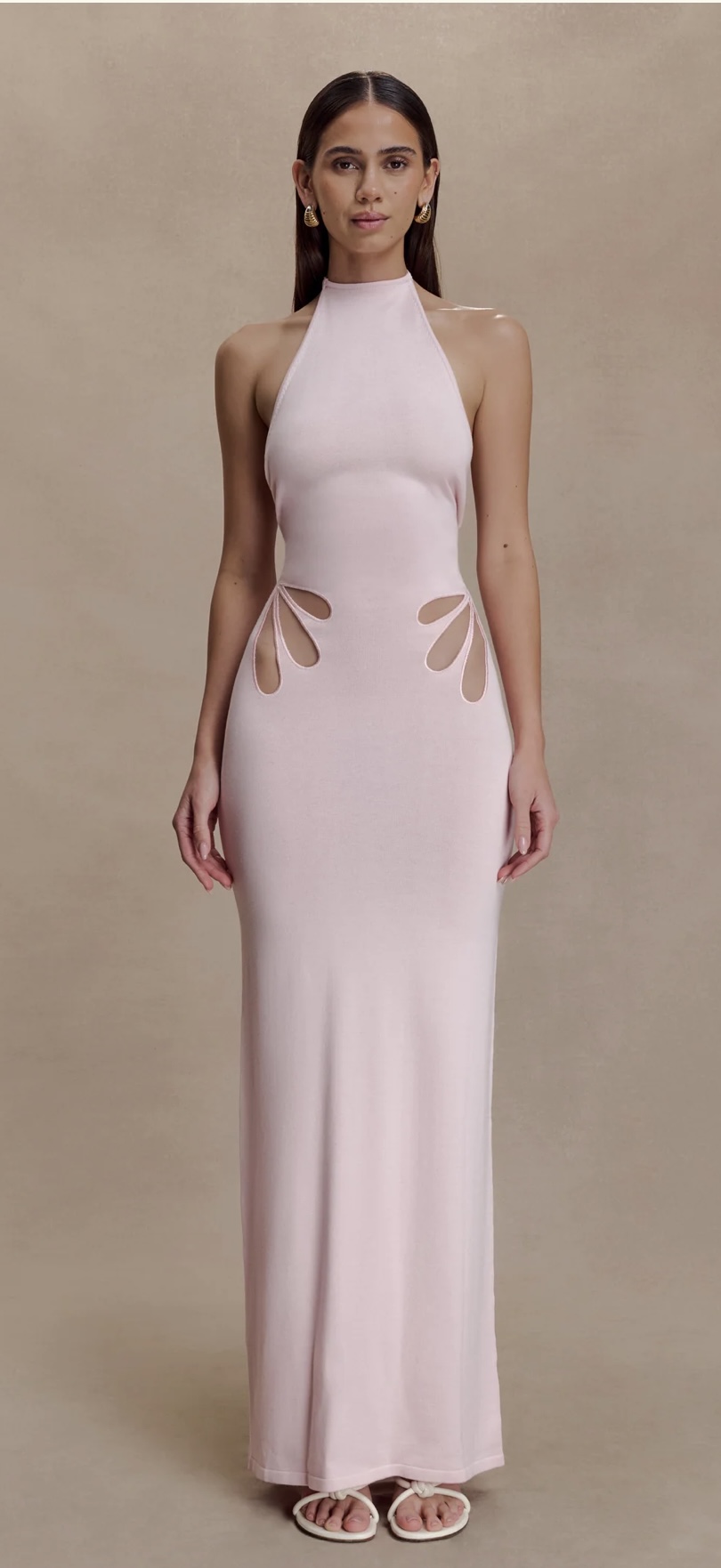 Brock Knit Halter Maxi Dress - Baby Pink