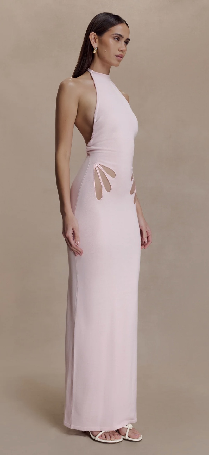 Brock Knit Halter Maxi Dress - Baby Pink 3