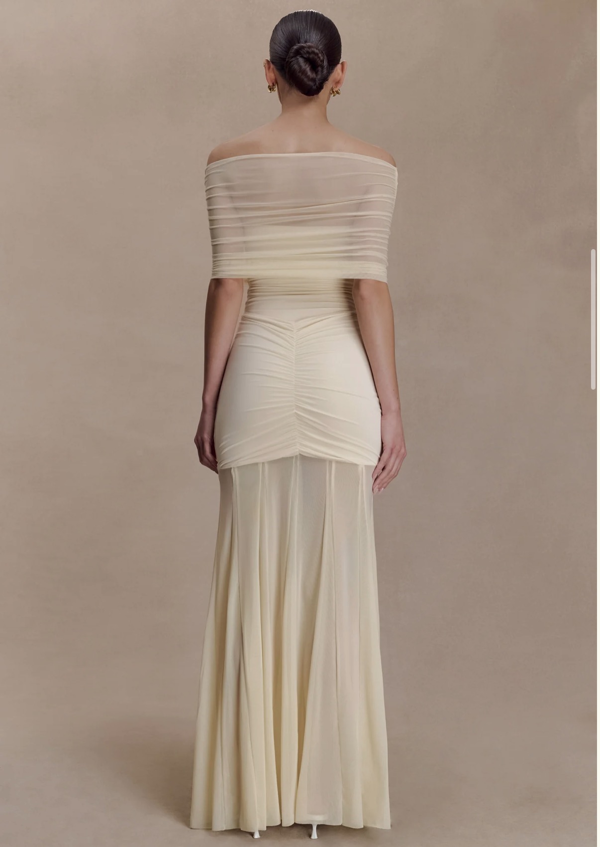 Caspian Slinky Off Shoulder Maxi Dress - Ivory 3
