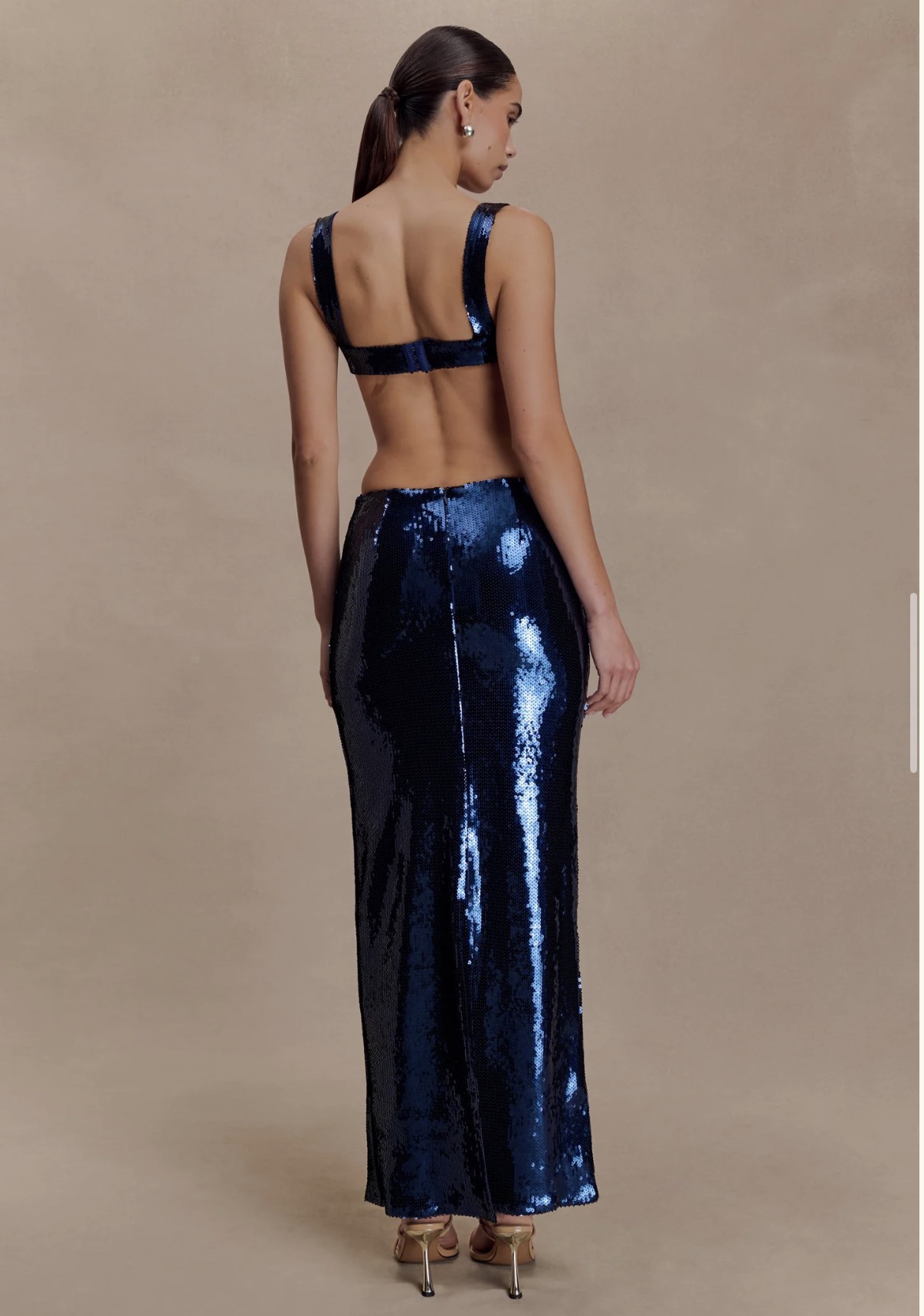 Adoria Sequin Cut Out Maxi Dress - Navy 3