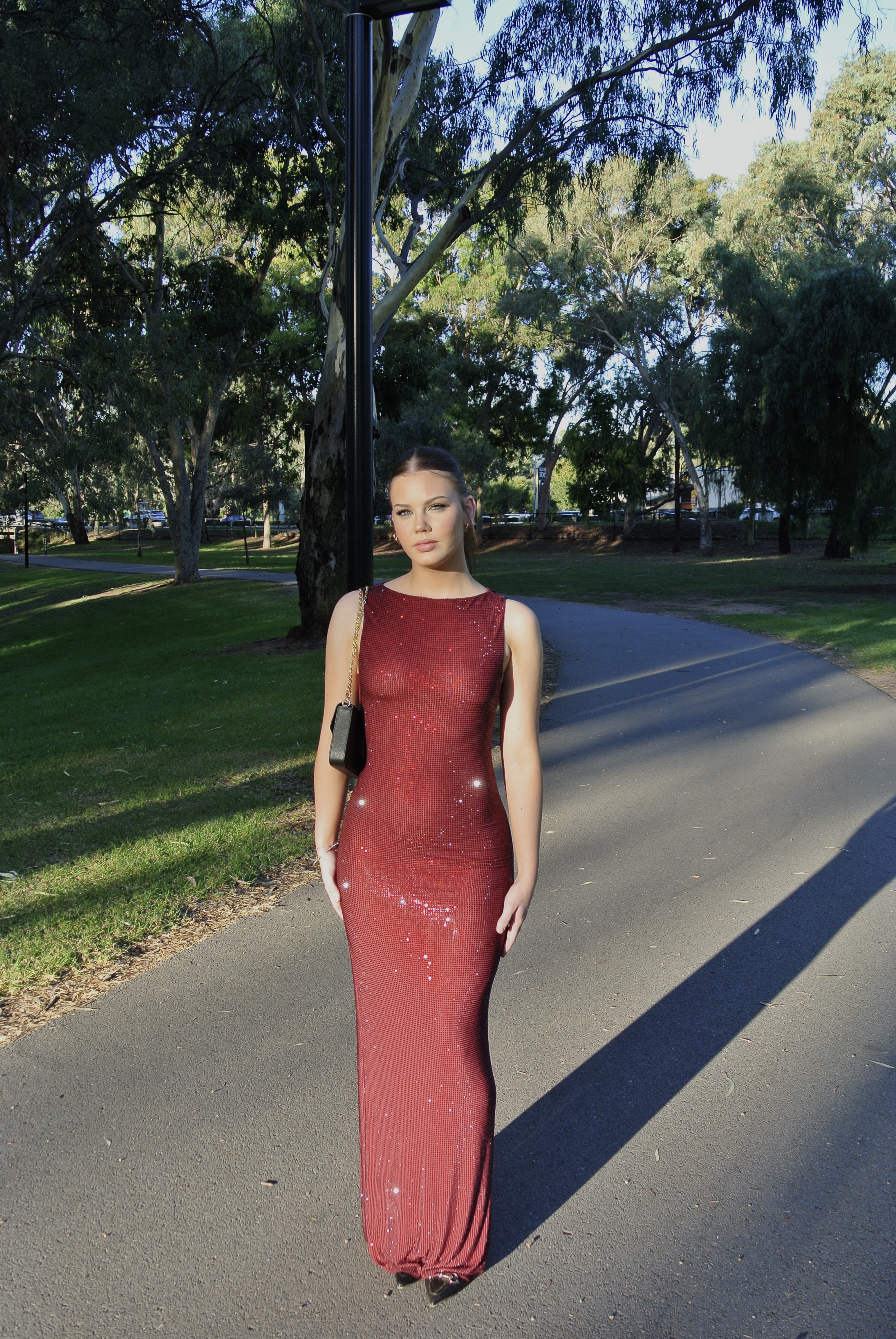 Magnolia Sleeveless Diamante Maxi Dress - Wine