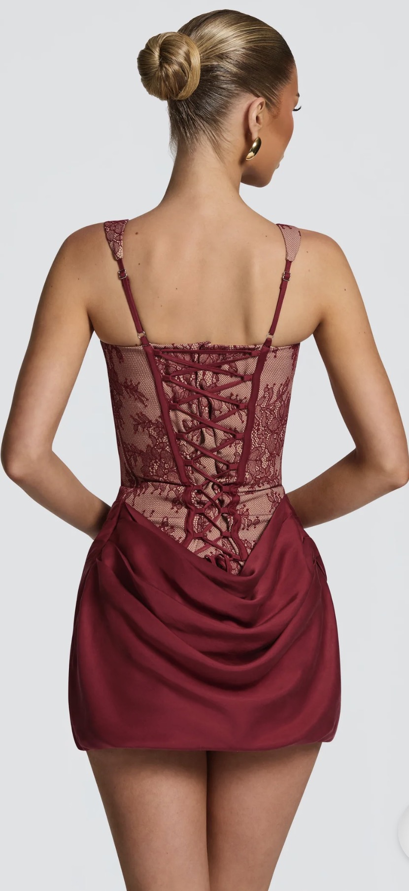 CORNELIA MINI DRESS - BURGUNDY LACE 2