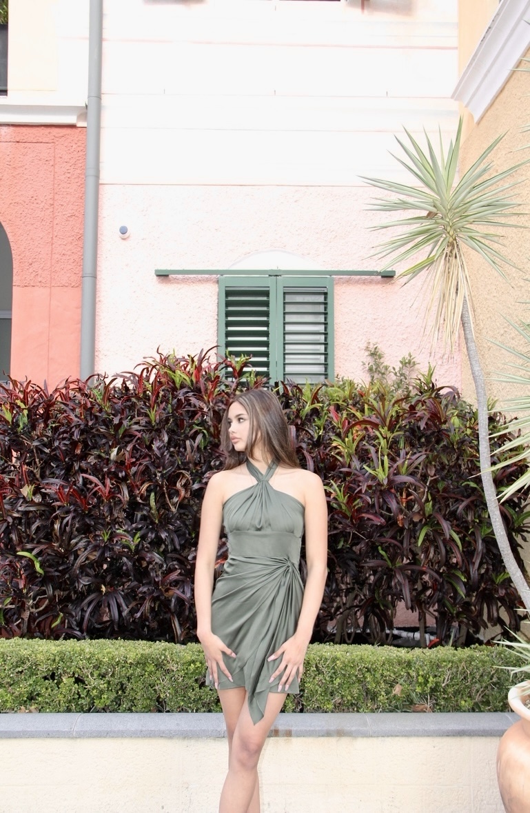 By Johnny Knotted Neck Mini Dress