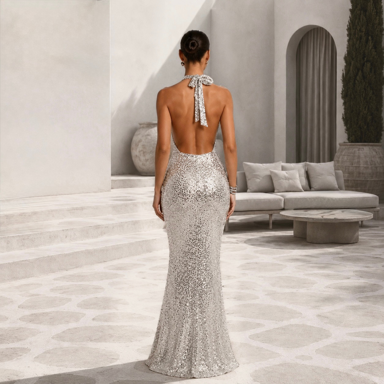 Lorena Maxi Dress in Silver 2