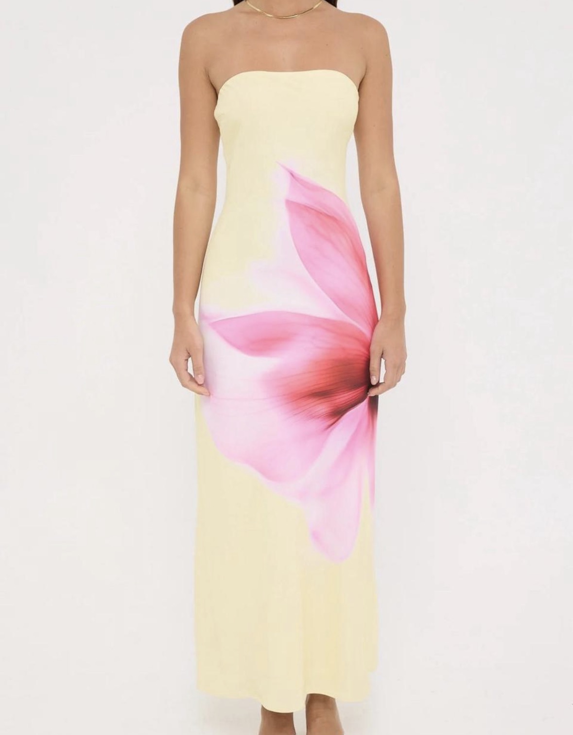 Enara bloom strapless maxi dress lemon 2