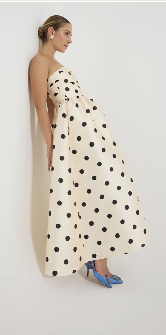Dottie strapless polka dot midi dress 2