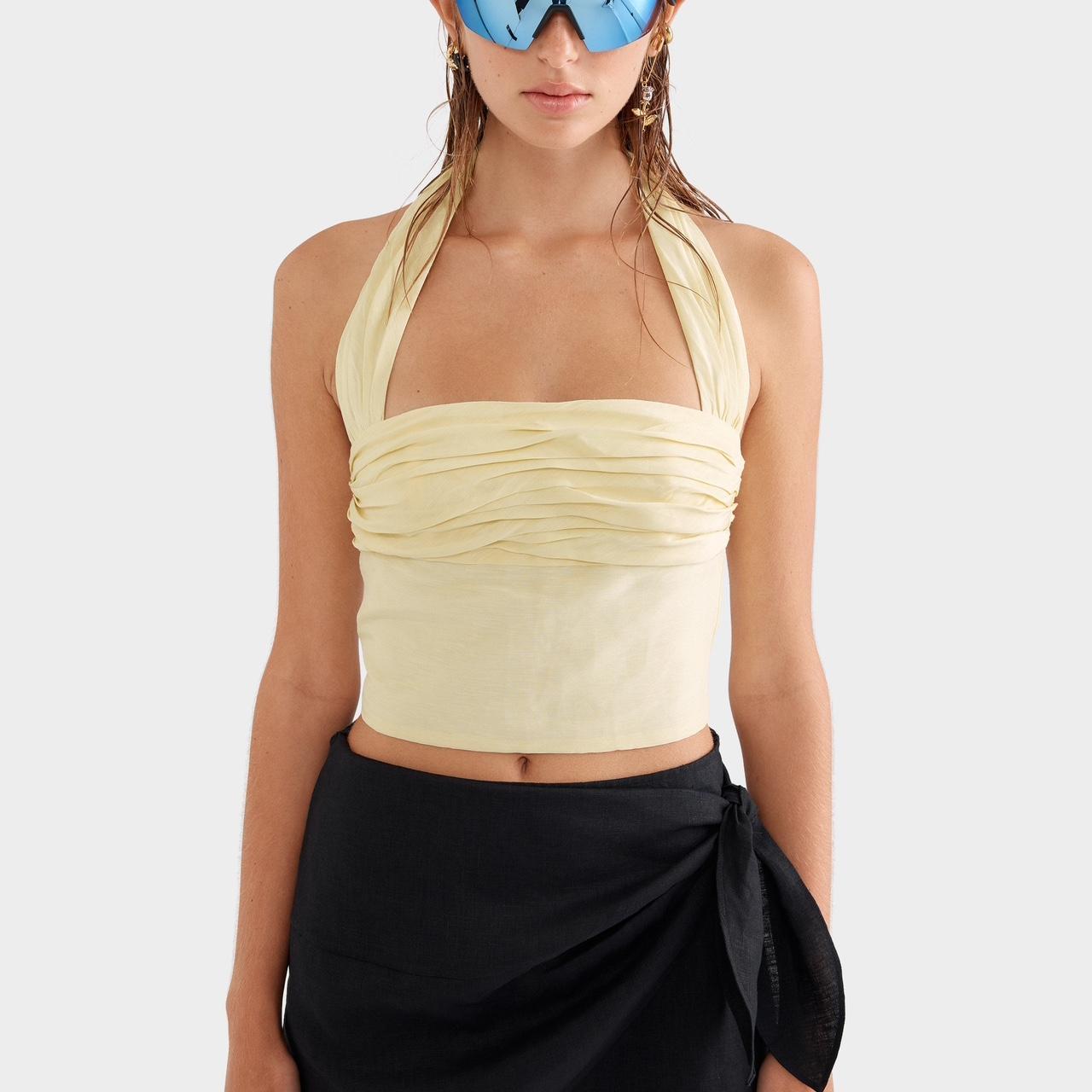 Venroy Silk Linen Halter Top
