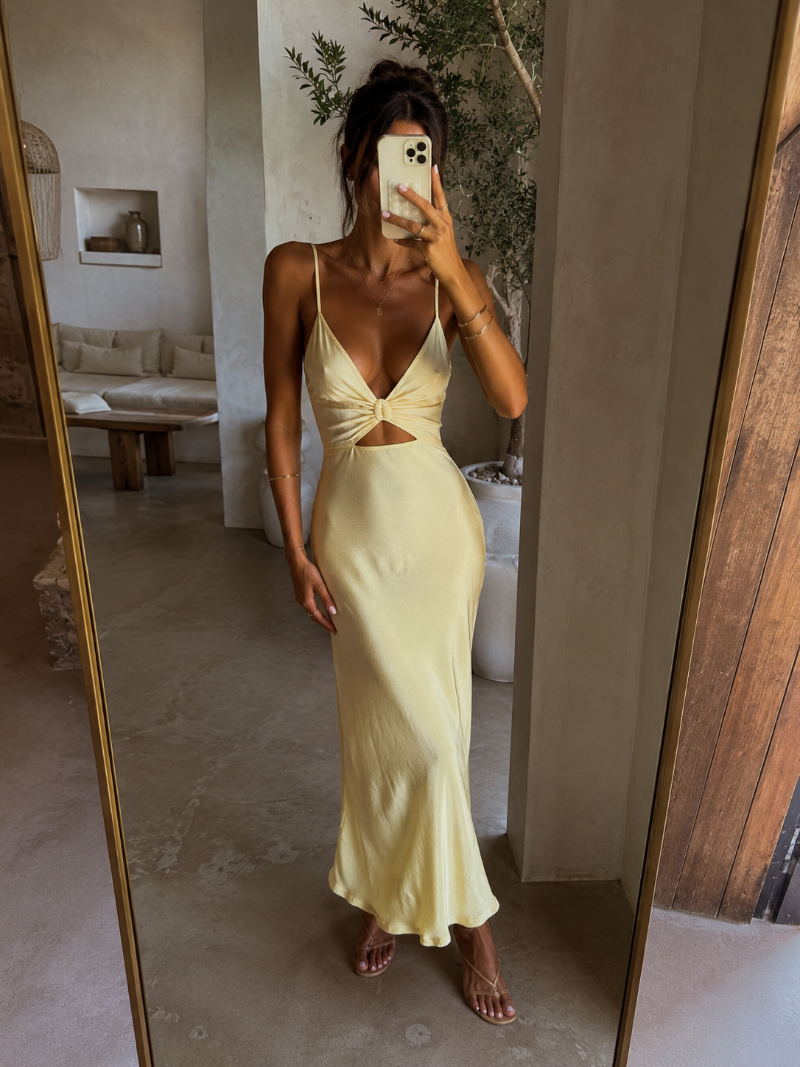 Vestido satinado amarillo