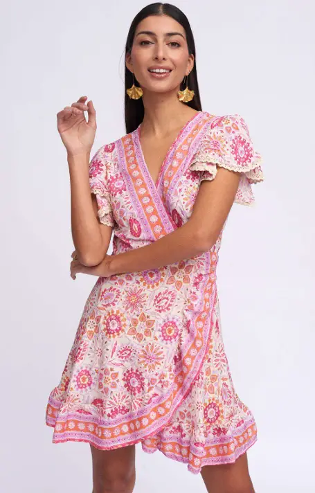 Vestido cruzado rosa 