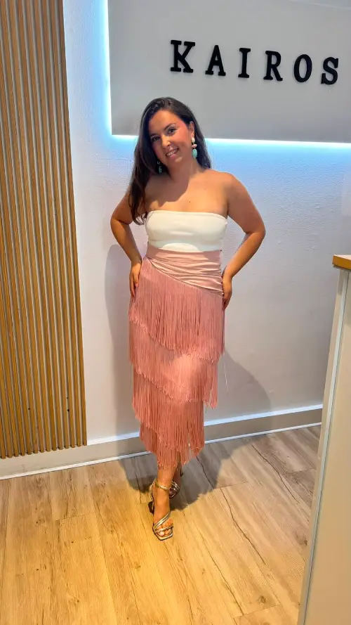 Fada flecos rosa empolvado