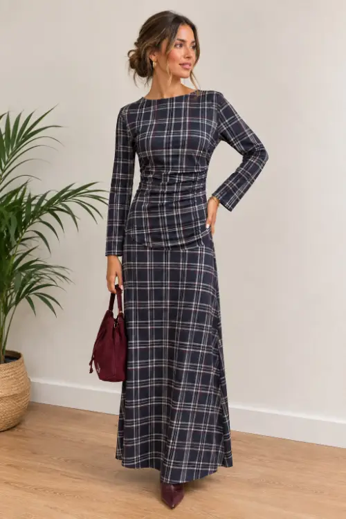 Vestido cuadros azul 