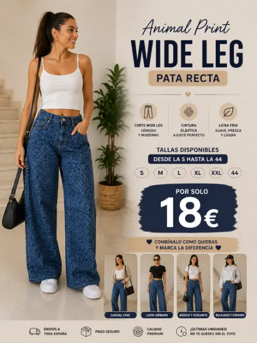 Pantalon vaquero de animal print 