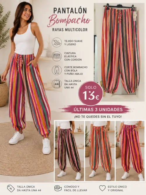 Pantalon de rayas multicolor 