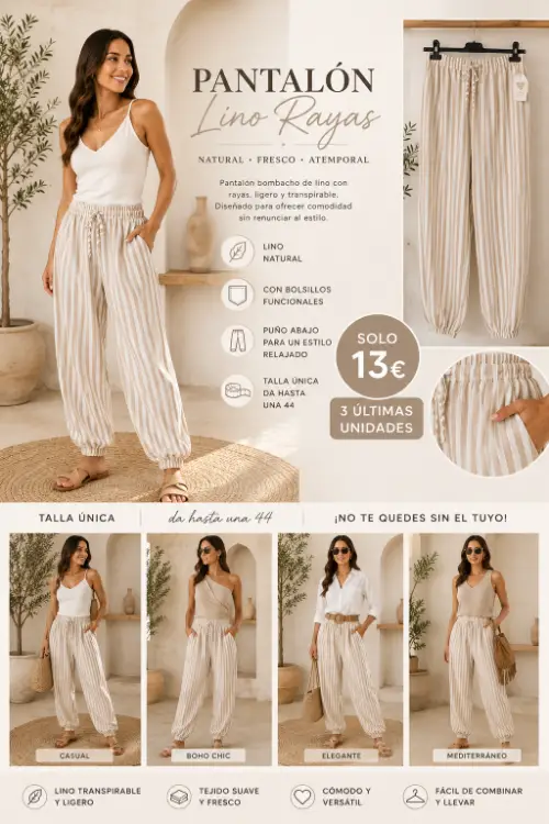 Pantalon de lino de rayas 