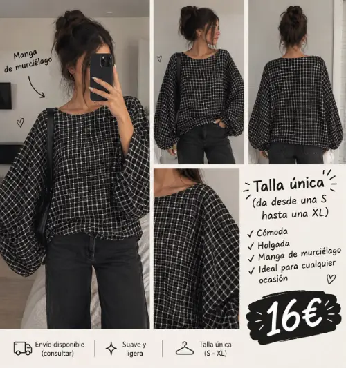 Blusa de cuadro oscuro
