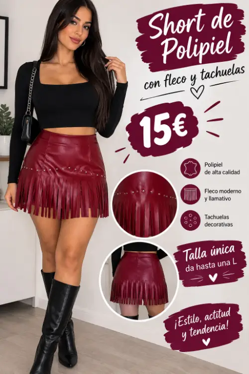 Short de polipiel con flecos 