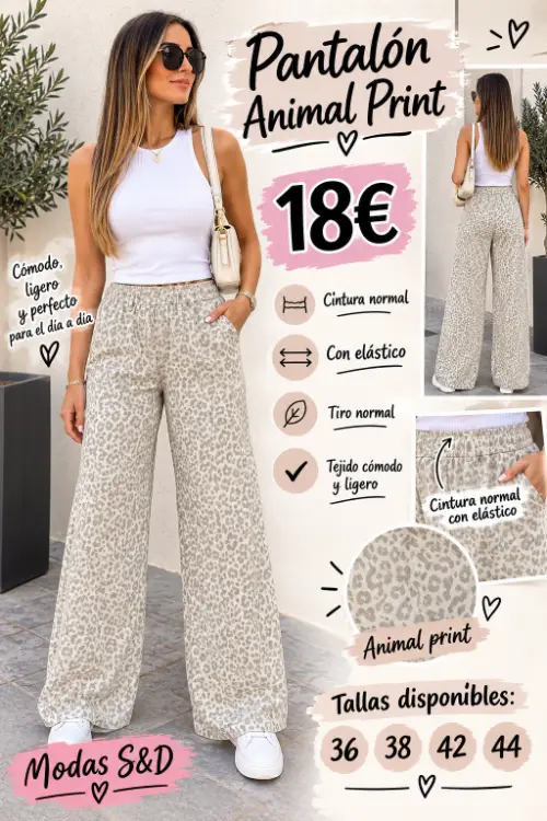 Pantalon animal print beige 