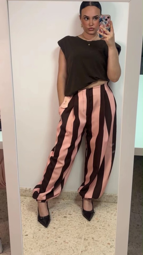 Pantalón de globo, rayas 