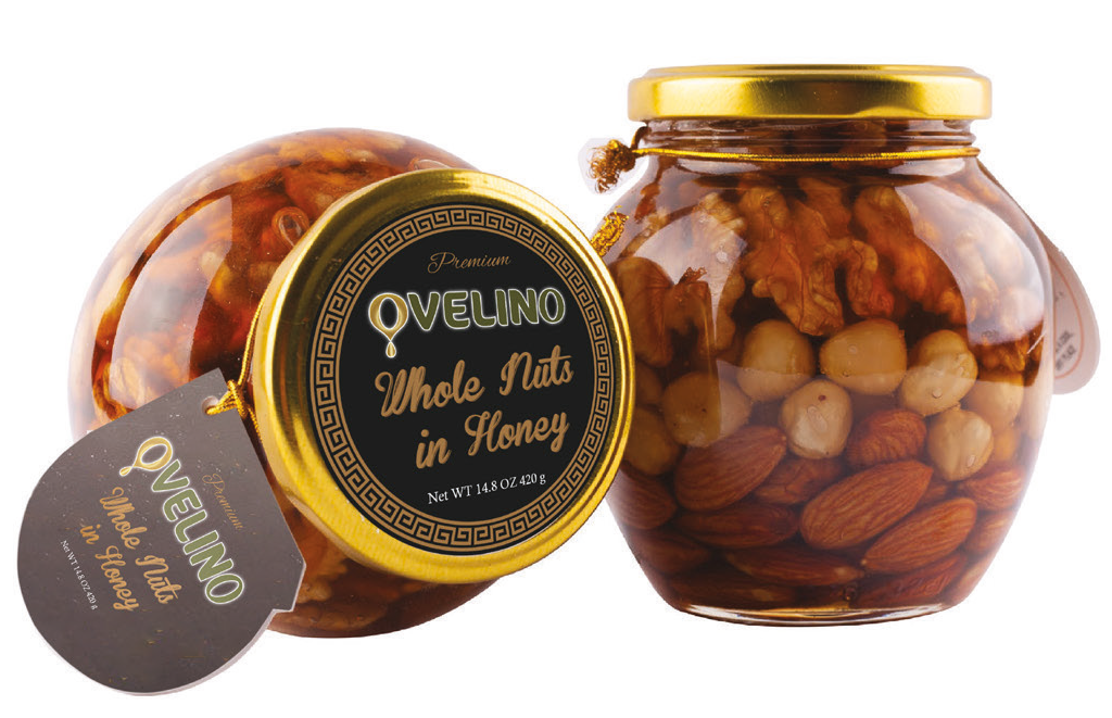 Ovelino Whole Nuts in Honey,in 14.8 oz / 420 Gr.