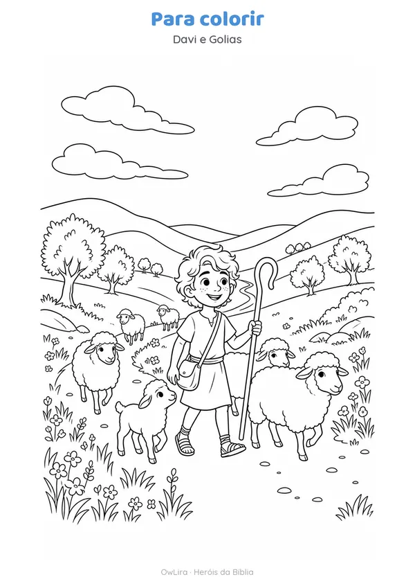 Desenho para colorir da história Davi e Golias