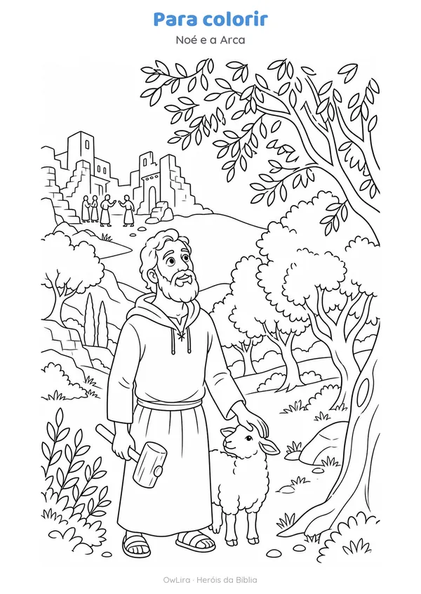 Desenho para colorir da história Noé e a Arca