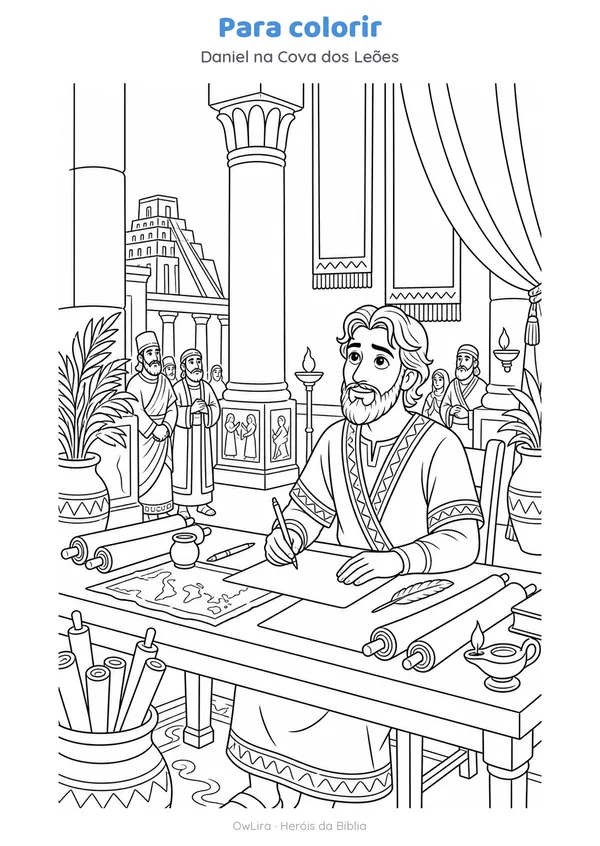 Desenho para colorir da história Daniel na Cova dos Leões