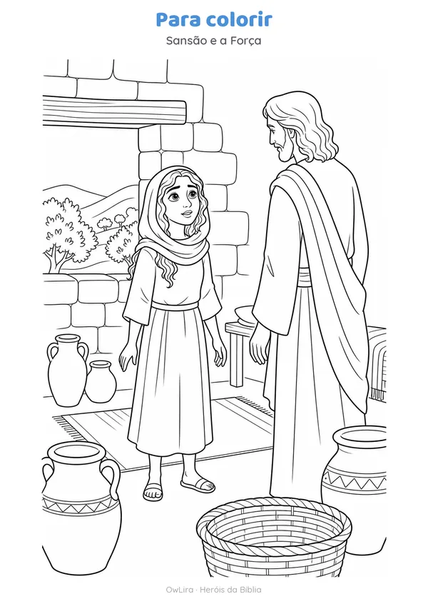 Desenho para colorir da história Sansão e a Força