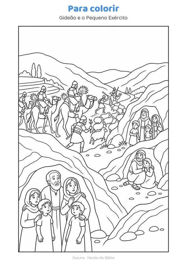 Desenho para colorir da história Gideão e o Pequeno Exército