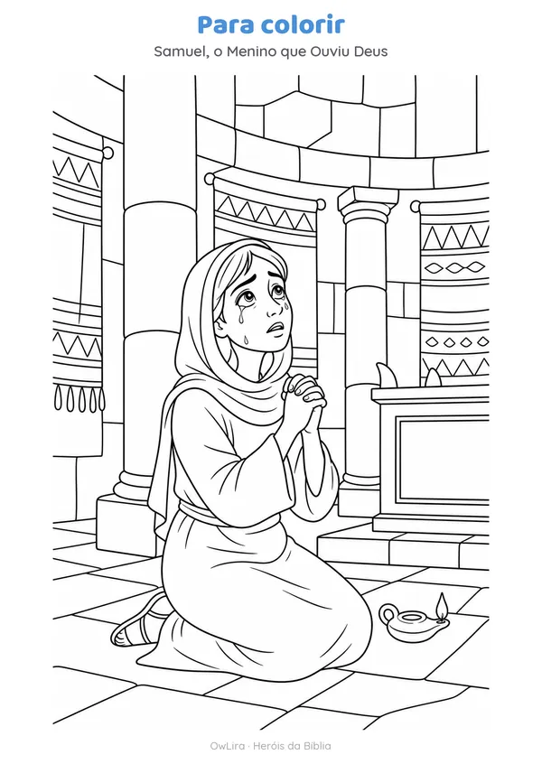 Desenho para colorir da história Samuel — O Menino que Ouviu Deus