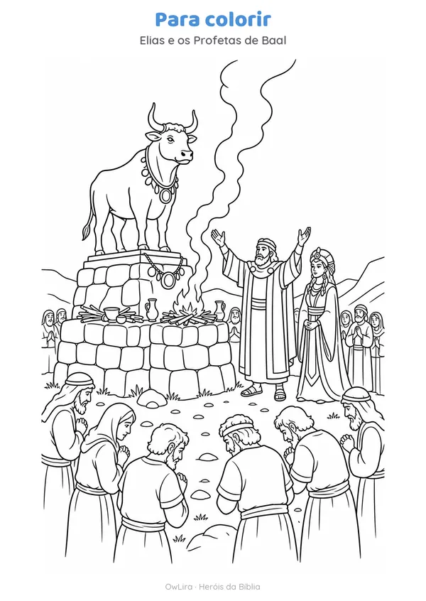 Desenho para colorir da história Elias e os Profetas de Baal