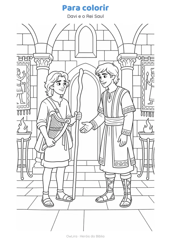 Desenho para colorir da história Davi e o Rei Saul
