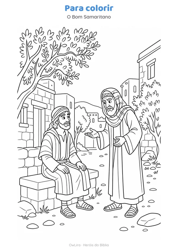 Desenho para colorir da história O Bom Samaritano