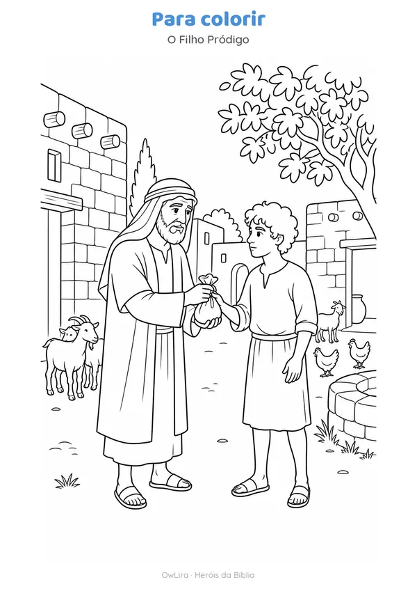 Desenho para colorir da história O Filho Pródigo
