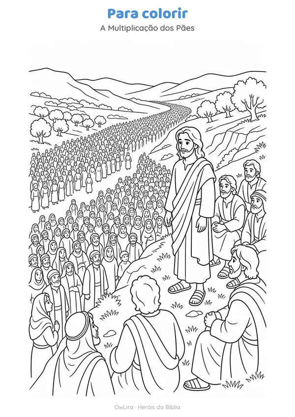 Desenho para colorir da história A Multiplicação dos Pães