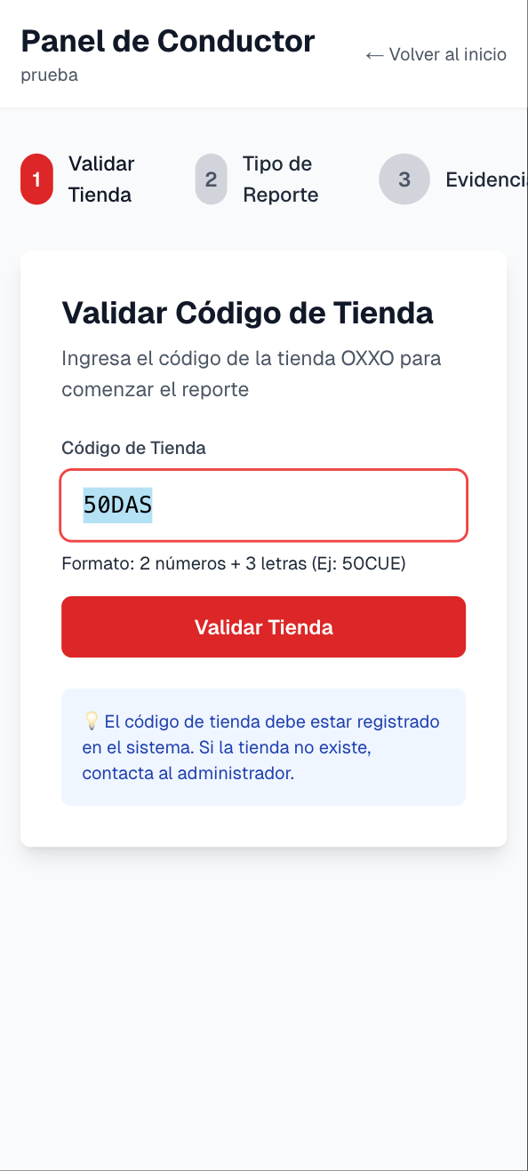 Validar codigo de tienda