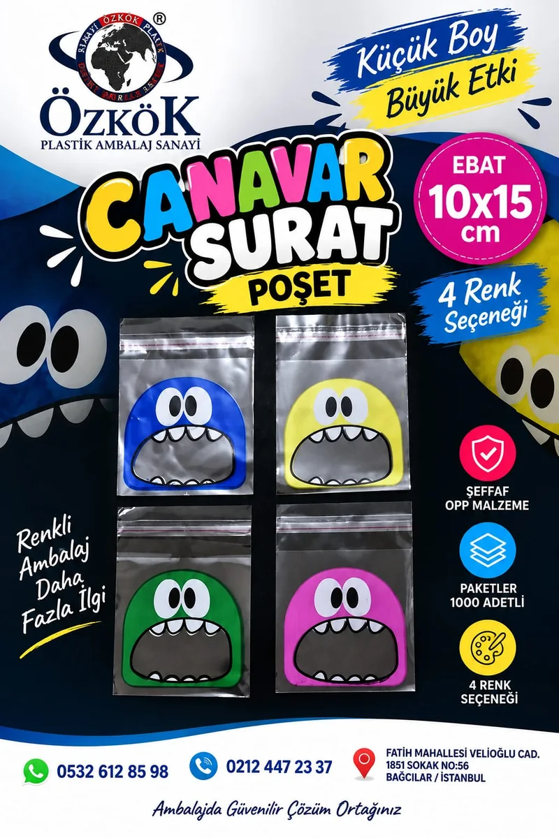 Canavar Surat Poşet - baskısız görünüm