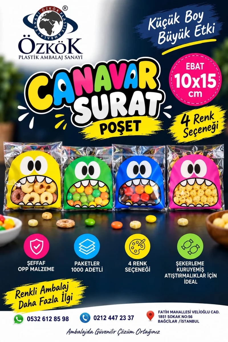 Canavar Surat Poşet - renkli seri