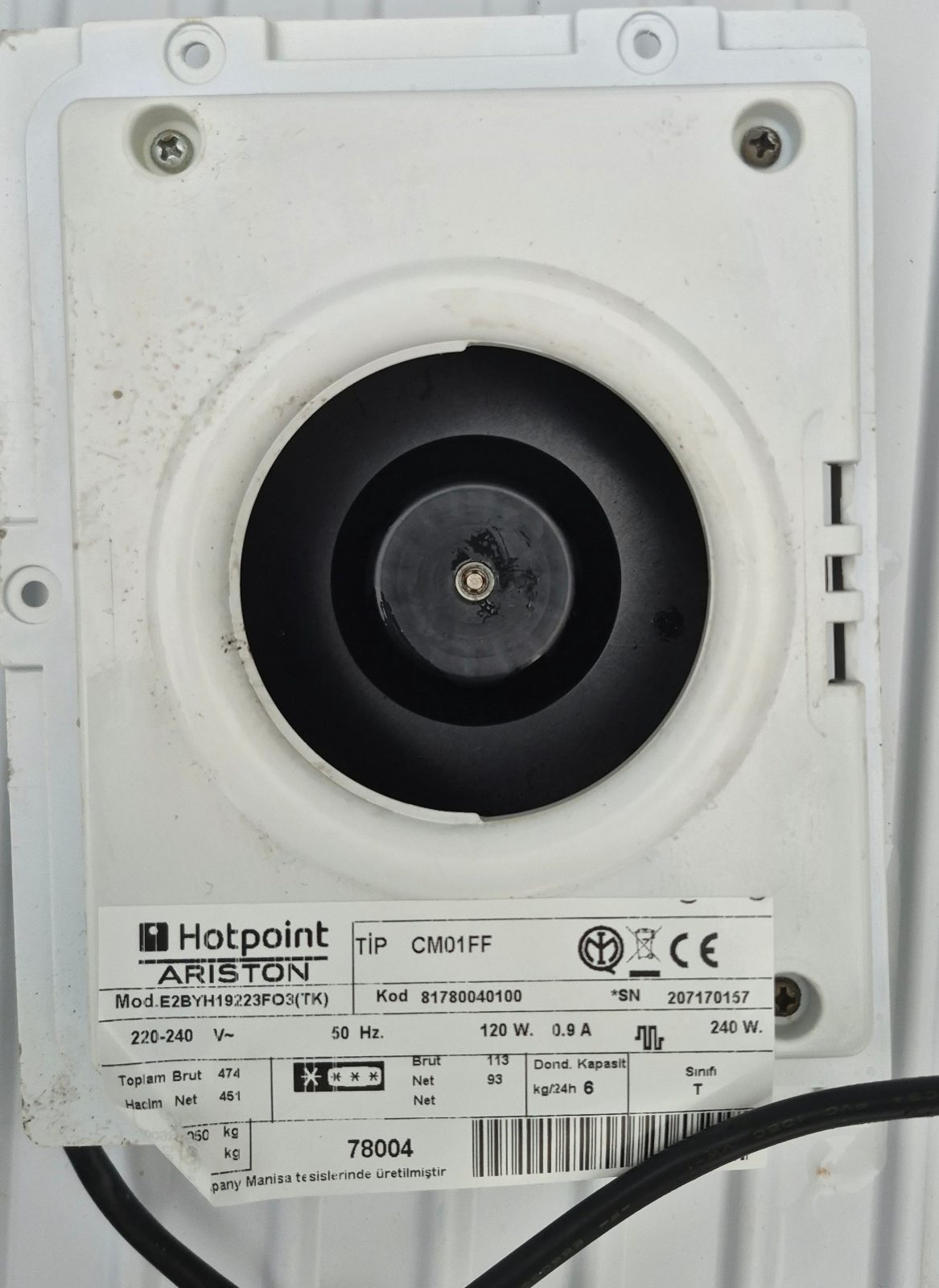 Hotpoint Ariston E26YH 19223F Buzdolabı Fan Motoru - 110R037D034 (9V DC) — görsel 2