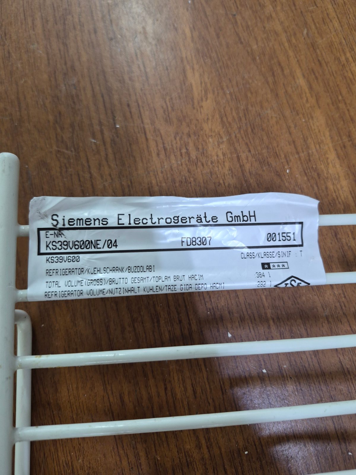 Siemens KS39V600NE/04 Buzdolabı Tel Rafları / İç Izgara Raf — görsel 3