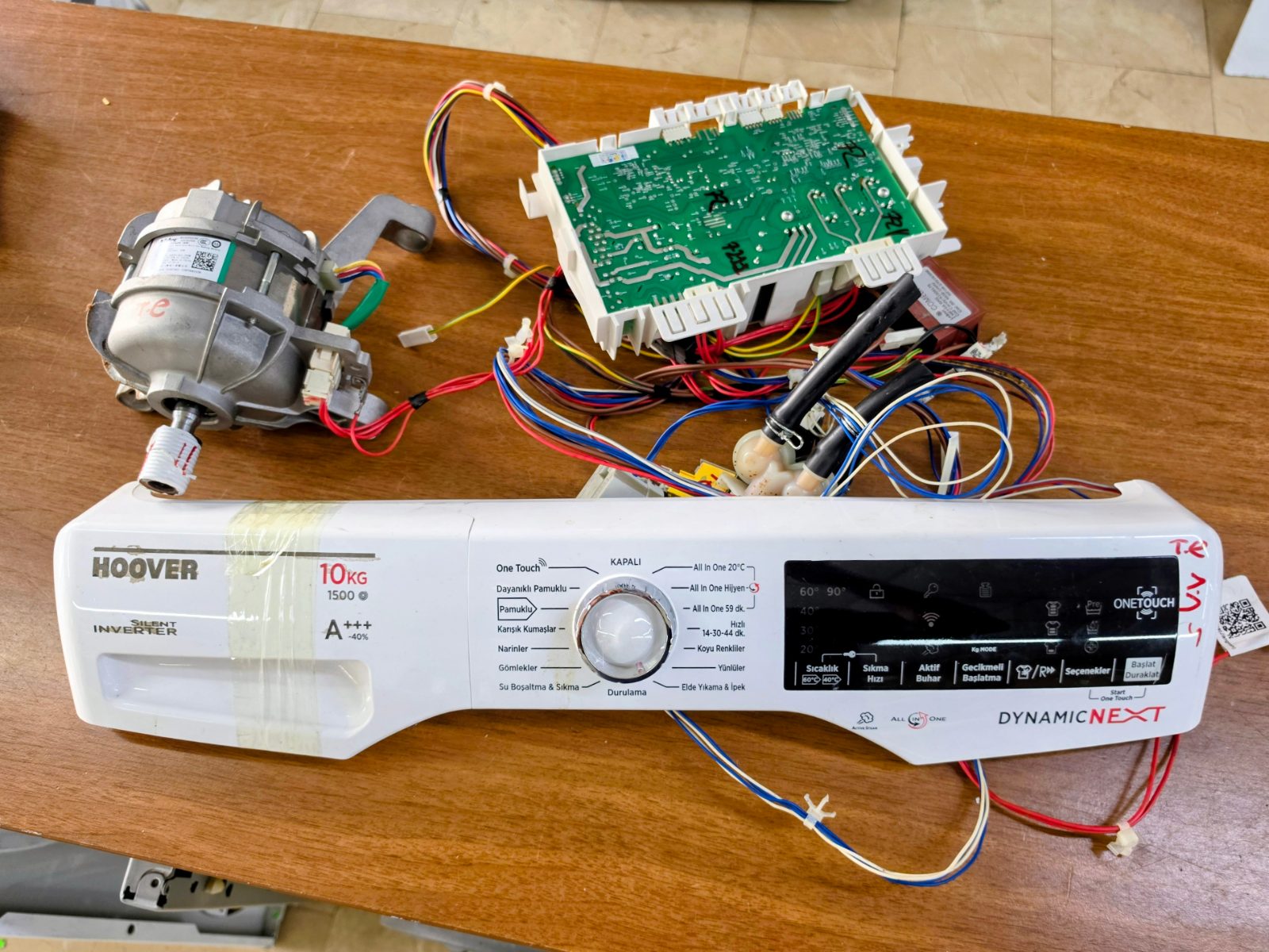 Hoover Dynamic Next 10 kg 1500 Devir Ön Panel + Anakart + Motor + Tesisat Seti — görsel 1