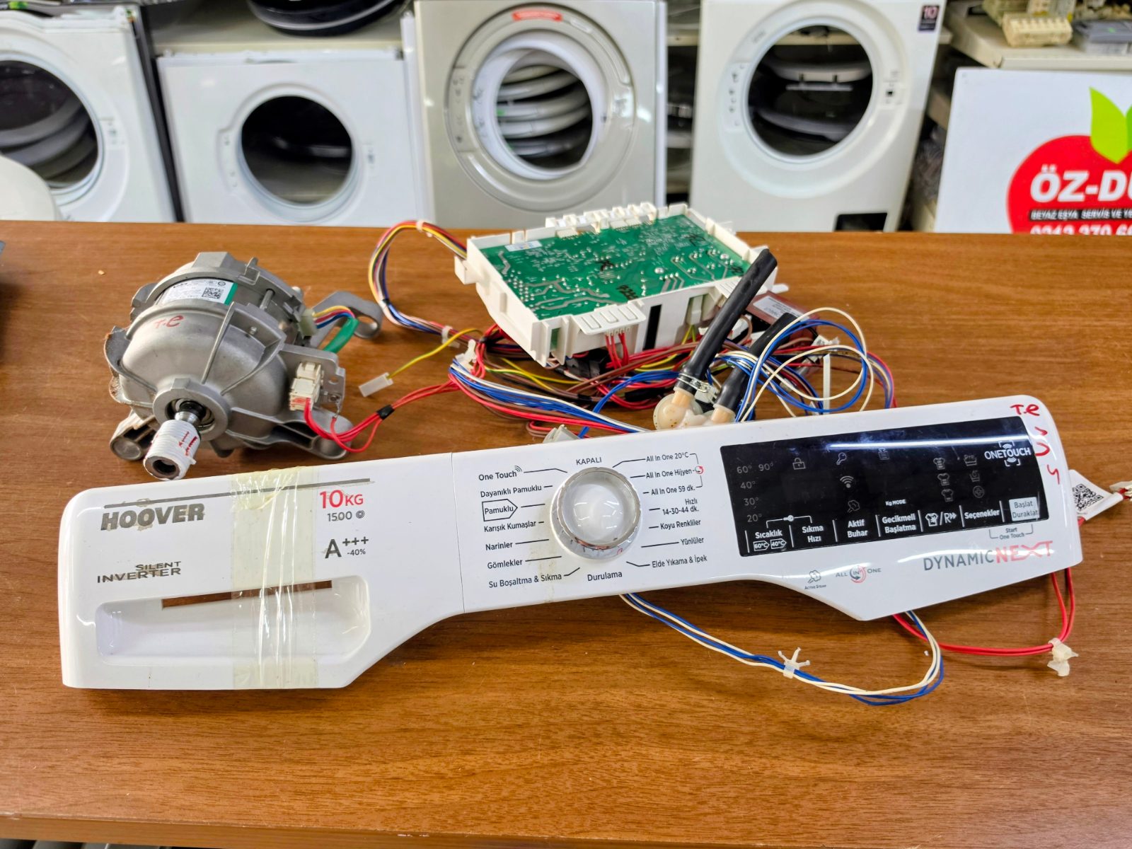 Hoover Dynamic Next 10 kg 1500 Devir Ön Panel + Anakart + Motor + Tesisat Seti — görsel 4