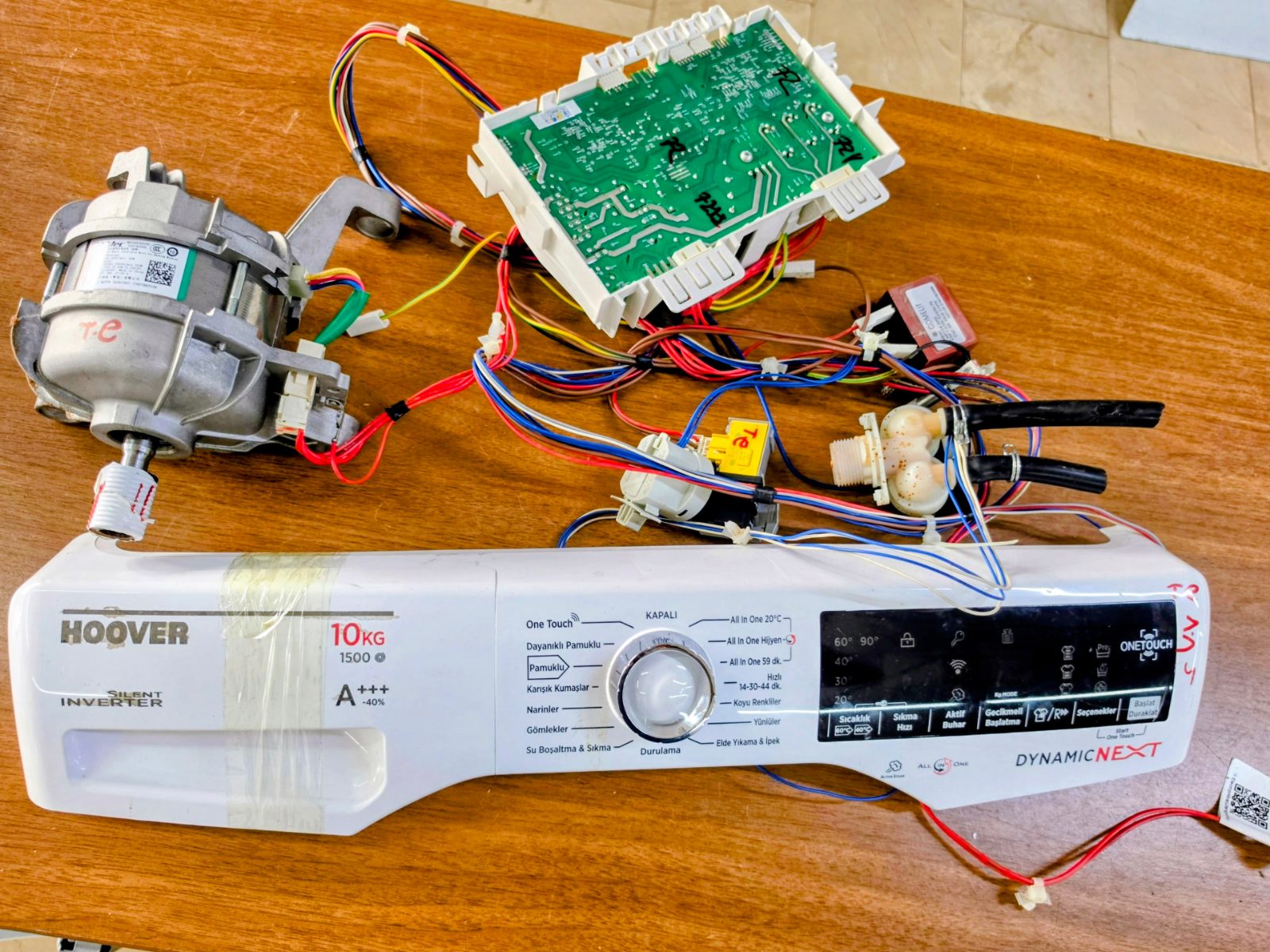 Hoover Dynamic Next 10 kg 1500 Devir Ön Panel + Anakart + Motor + Tesisat Seti — görsel 6