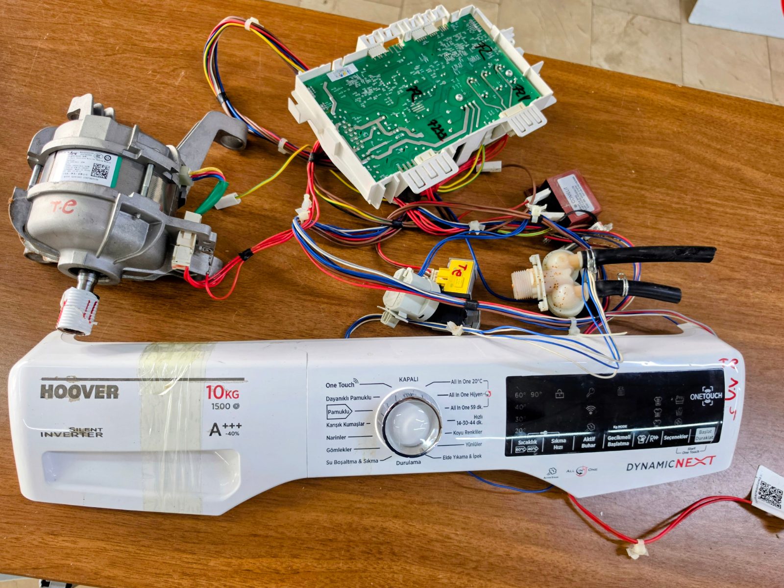 Hoover Dynamic Next 10 kg 1500 Devir Ön Panel + Anakart + Motor + Tesisat Seti — görsel 7