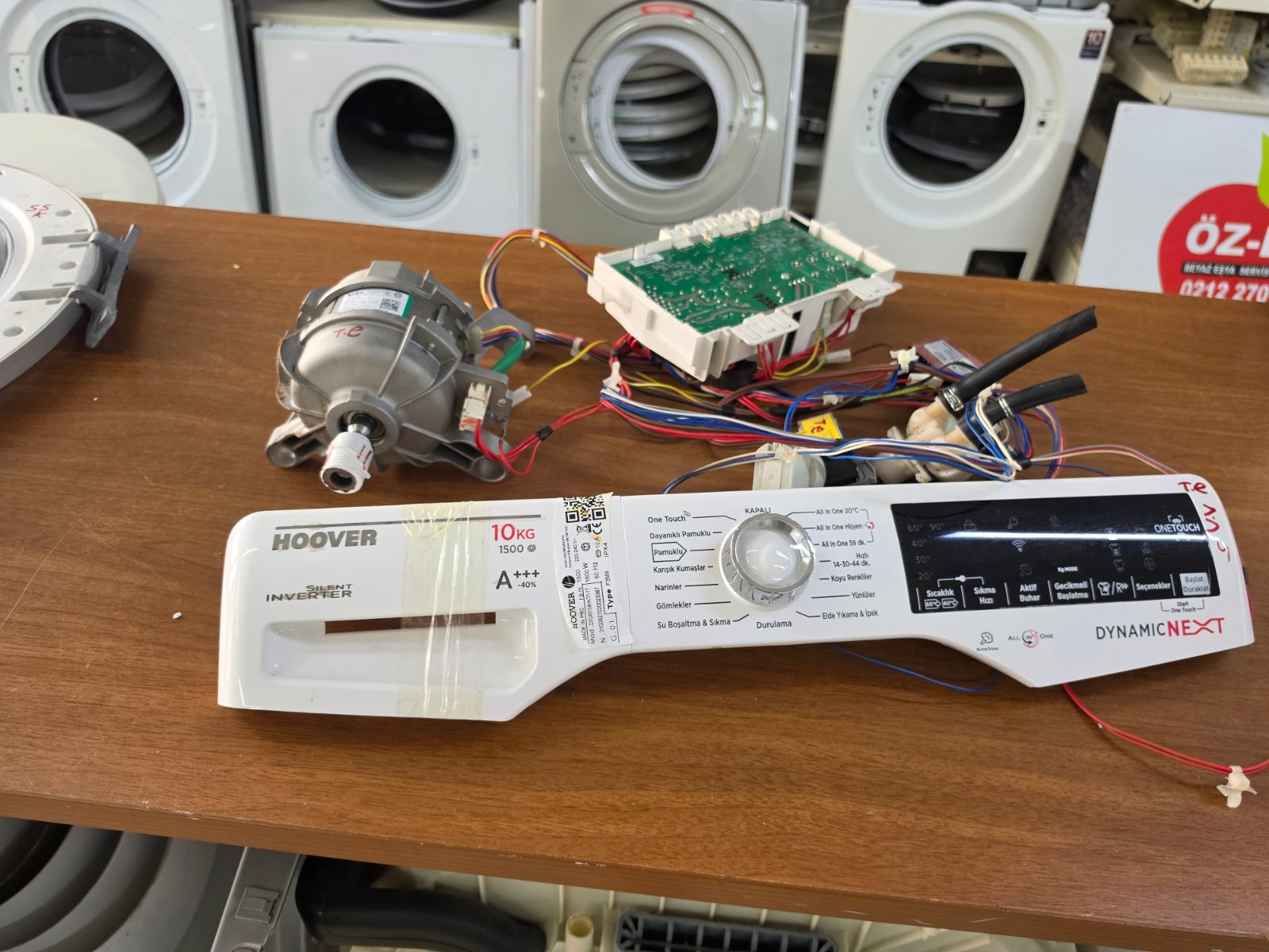 Hoover Dynamic Next 10 kg 1500 Devir Ön Panel + Anakart + Motor + Tesisat Seti — görsel 9