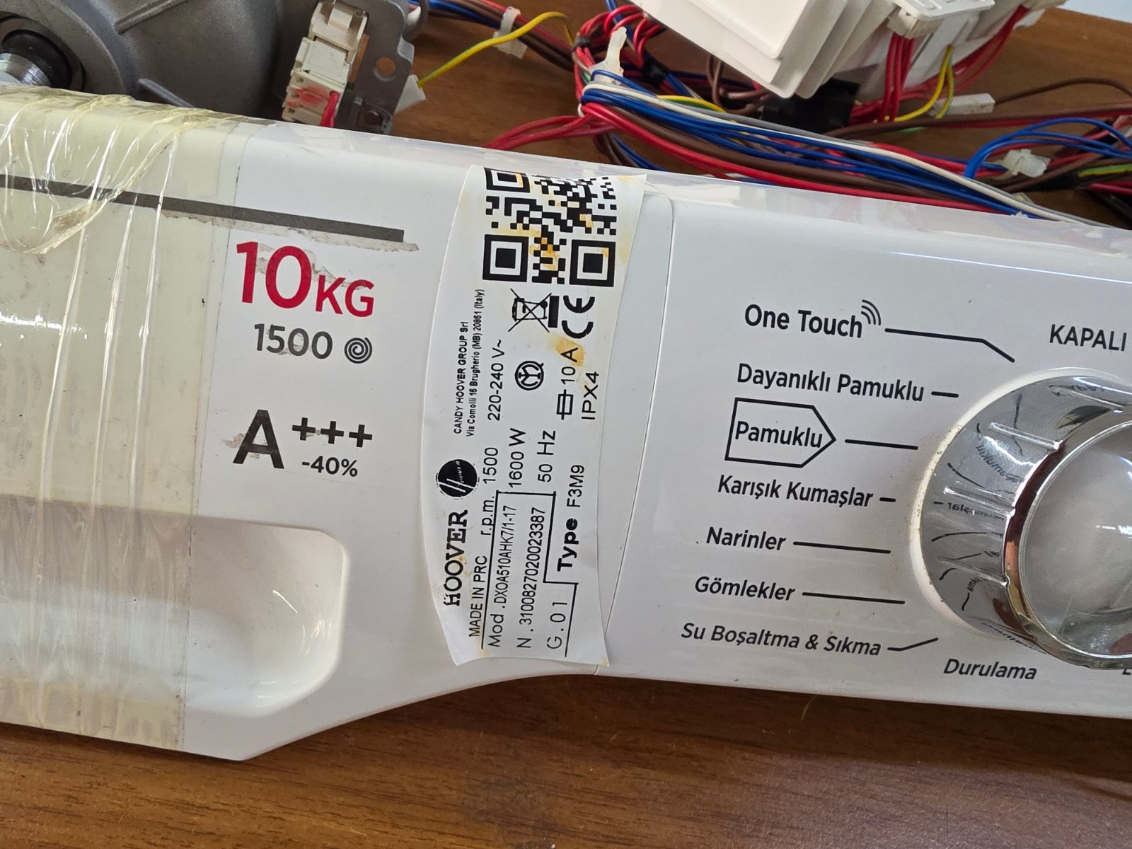 Hoover Dynamic Next 10 kg 1500 Devir Ön Panel + Anakart + Motor + Tesisat Seti — görsel 10