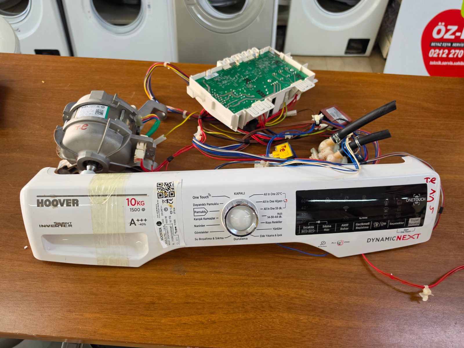 Hoover Dynamic Next 10 kg 1500 Devir Ön Panel + Anakart + Motor + Tesisat Seti — görsel 11