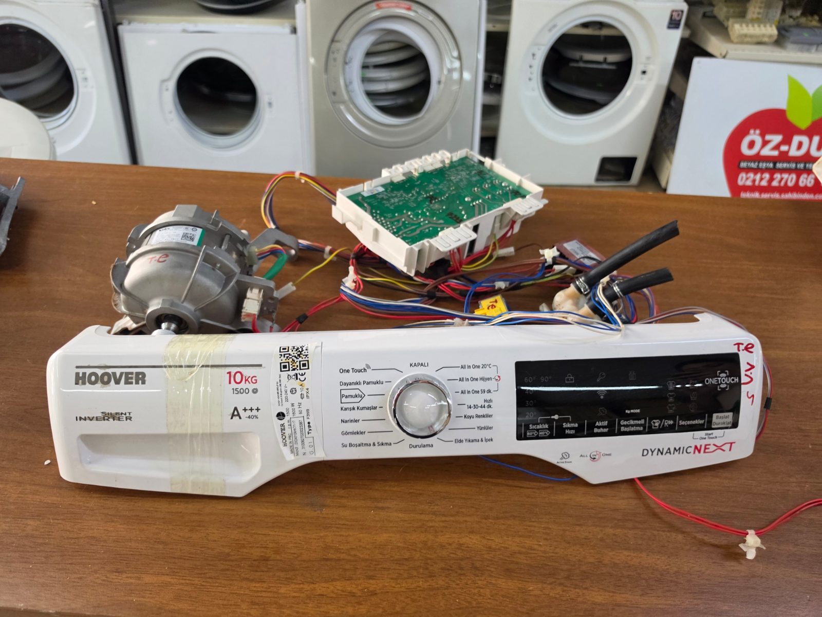 Hoover Dynamic Next 10 kg 1500 Devir Ön Panel + Anakart + Motor + Tesisat Seti — görsel 12