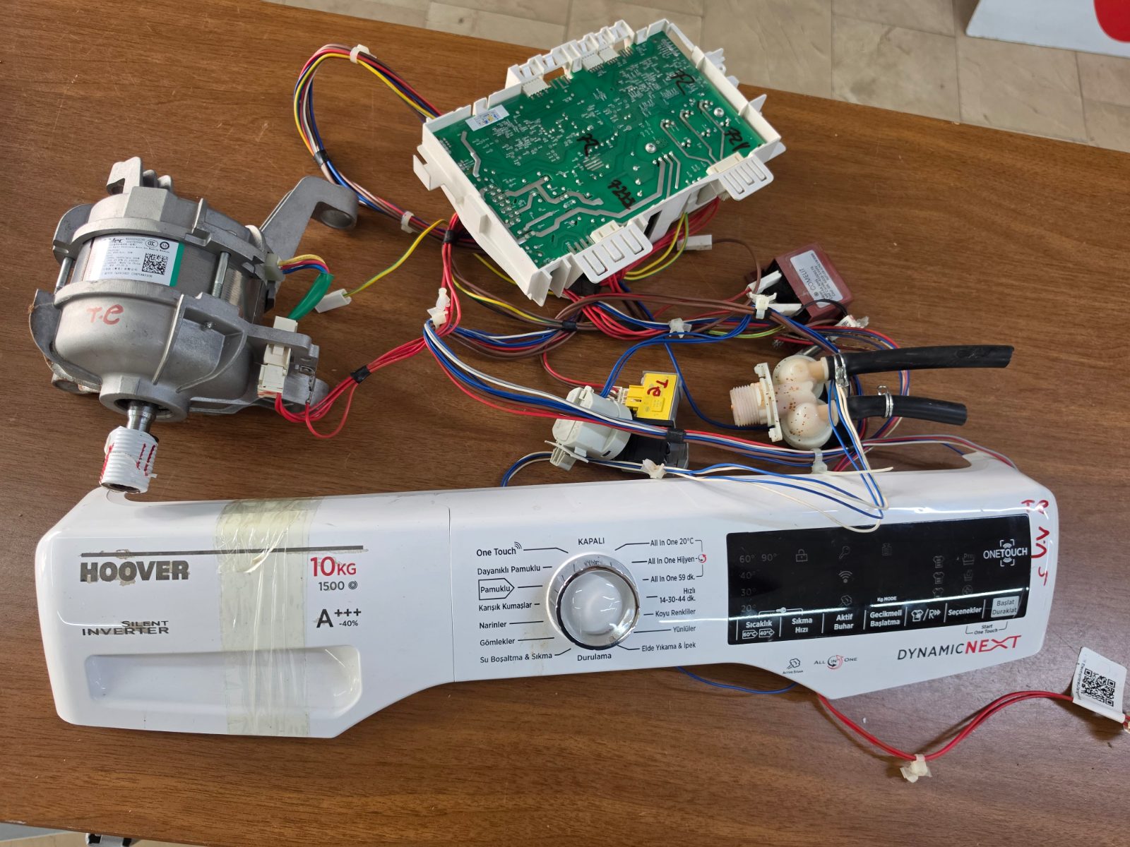 Hoover Dynamic Next 10 kg 1500 Devir Ön Panel + Anakart + Motor + Tesisat Seti — görsel 14